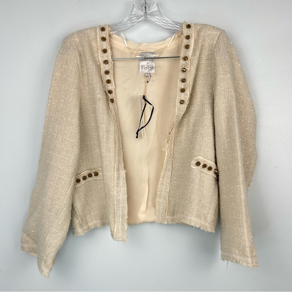 Lovers + Friends x Because I’m Addicted En Vogue Jacket in Cream Tweed/Stud M - Picture 2 of 15
